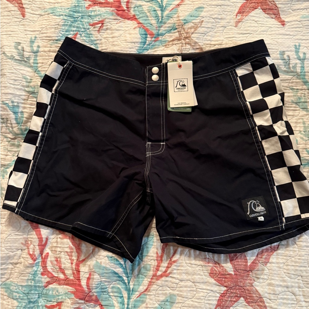 Quiksilver Black and White Checkered Women's Shorts